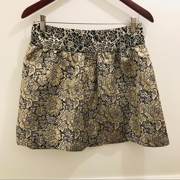 Kimchi Blue Metallic Gold Brocade Skirt 10 black full mini Urban Outfitters - Picture 1 of 10